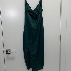 Pretty Little Thing Emerald Green Satin Midi Dress